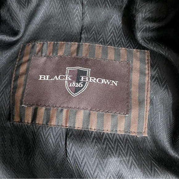 Black Brown 1826 Blake Black Wool Cashmere Blend Overcoat 44T - Picture 3 of 14